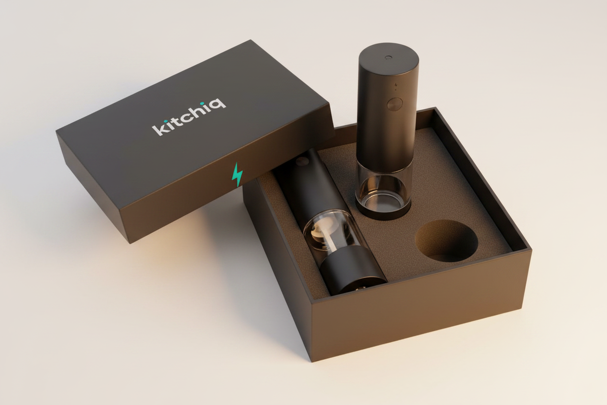 Kitchiq™ ProGrind Duo — Rechargeable Electric Salt & Pepper Grinder Set