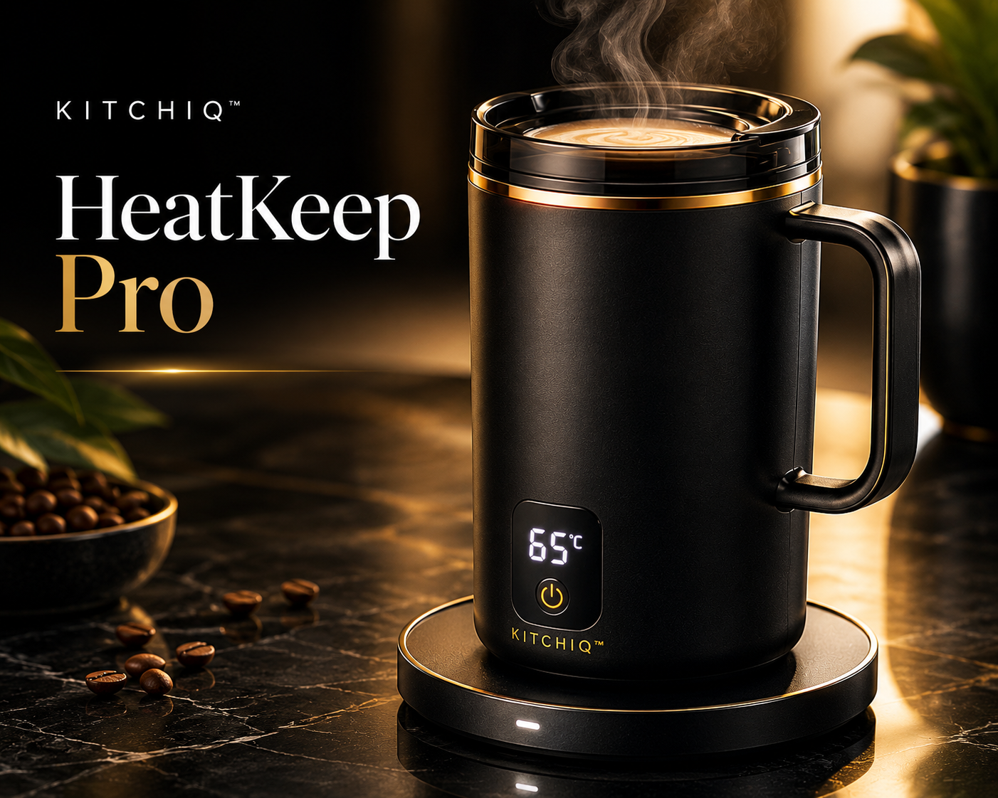 Kitchiq™ HeatKeep Pro — Portable Electric Self-Heating Mug