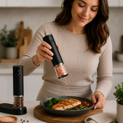 Kitchiq™ ProGrind Duo – Automatic Electric Salt & Pepper Grinder Set